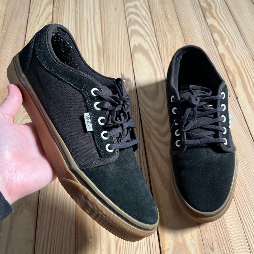 Vans Skate Chukka Low Mens 9.5 Black Gum Suede Canvas PopCush Sneakers casual